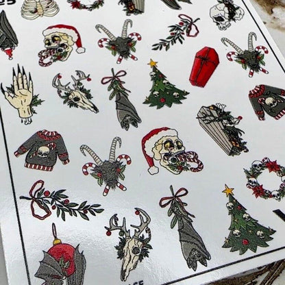 NO.5 / Nail Decal 2D/ Creepy Christmas Nails / Krampus Nails - Xochi Nail Designs LLC