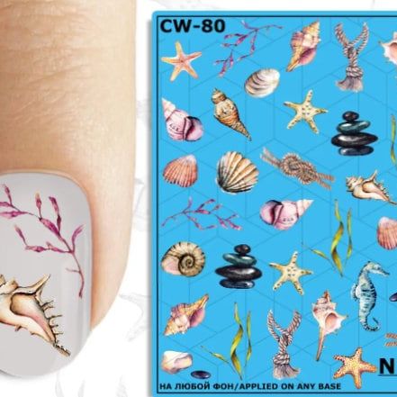 CW-80 / Nail Decal 2D/ sea / Ocean - Xochi Nail Designs LLC