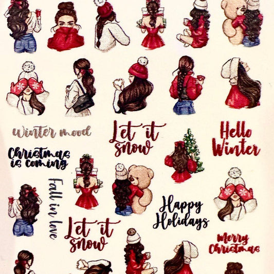 TM-1332 / Nail Decal 2D Christmas Nails/ Winter Nails / Hello Winter - Xochi Nail Designs LLC