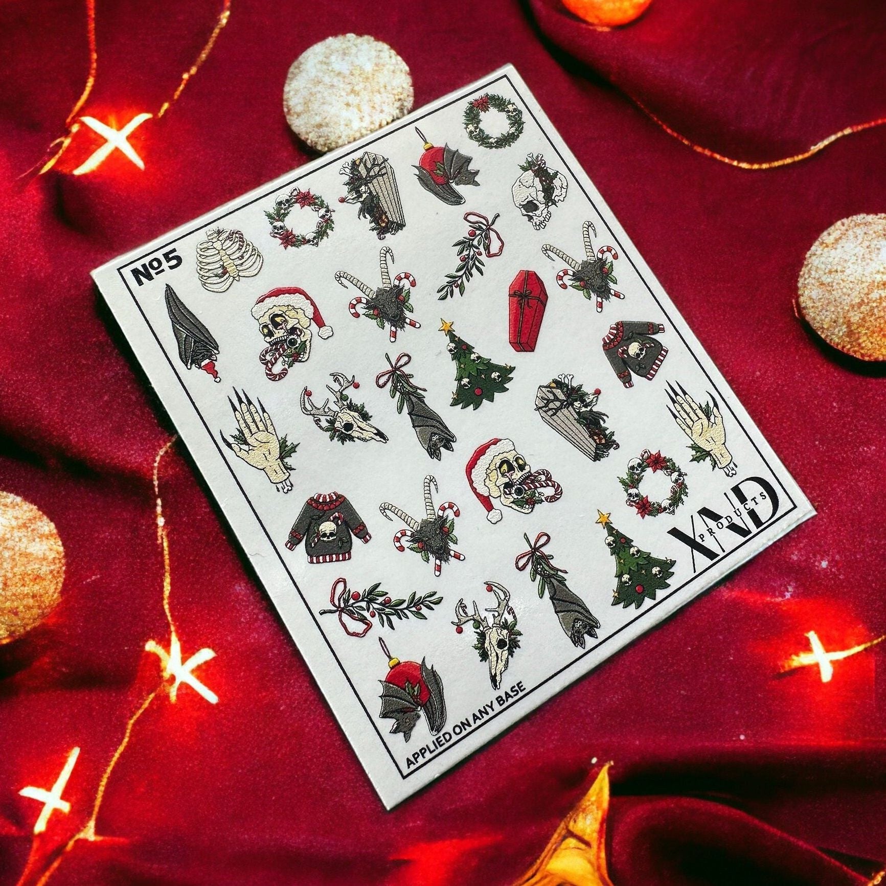 NO.5 / Nail Decal 2D/ Creepy Christmas Nails / Krampus Nails - Xochi Nail Designs LLC