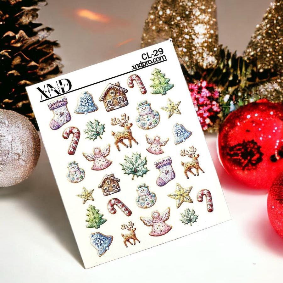 CL-29 / Nail Decal 2D Christmas Nail Cookies / Holiday Nails - Xochi Nail Designs LLC