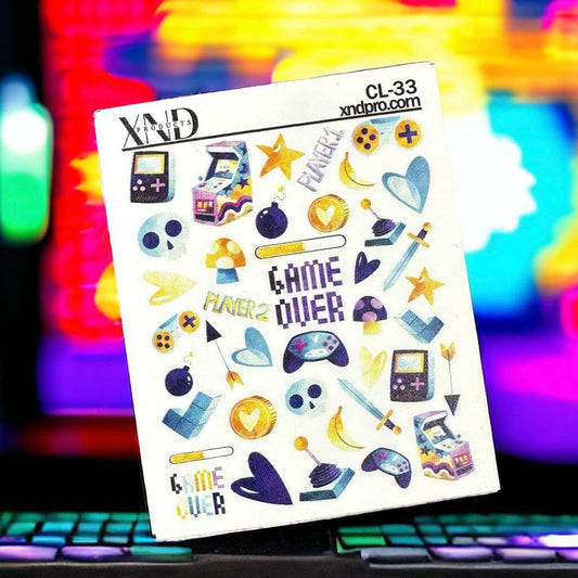 XND Products 2D Nail Decal CL-33 / Nail Decal 2D / Gamer Set/ Cute Nails/ Video game nails