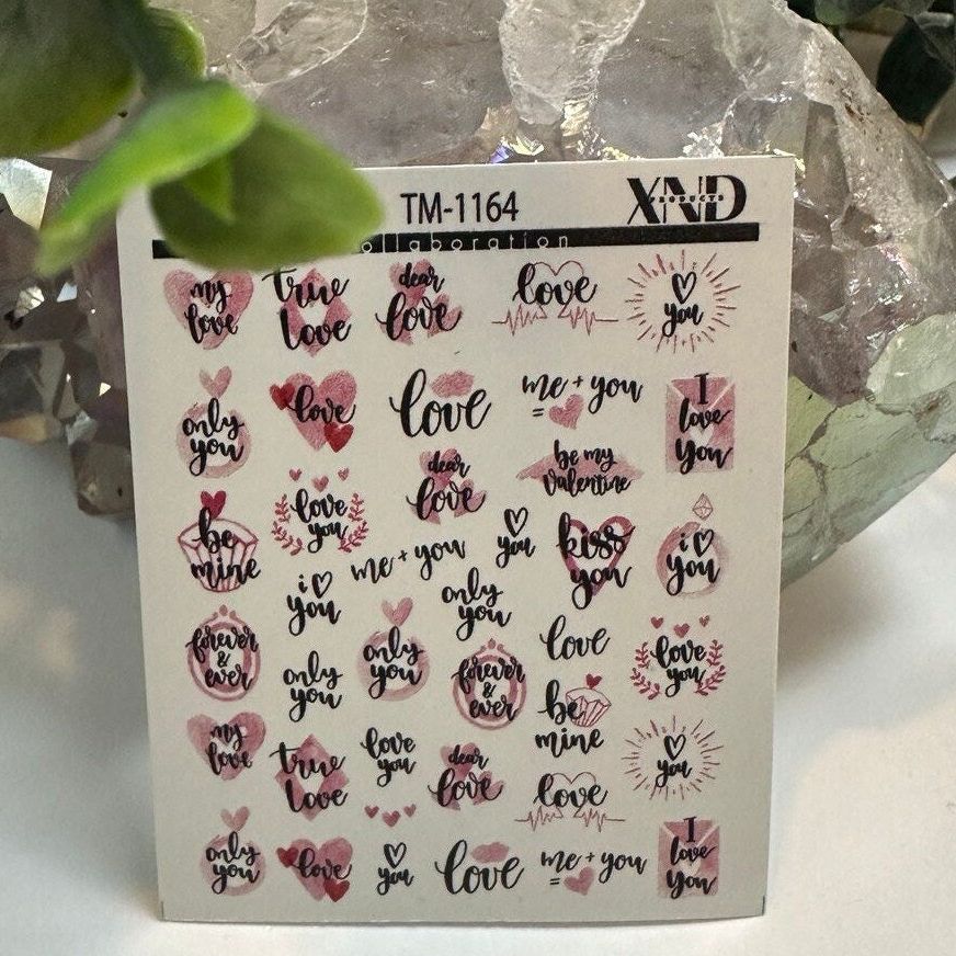 TM-1164 / Nail Decal 2D Love/ Valentine’s Day Nails - Xochi Nail Designs LLC