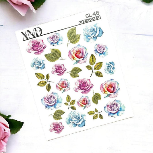 CL-46 / Nail Decal 2D/ Roses/ Spring Nails - Xochi Nail Designs LLC