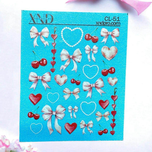 XND Products 2D Nail Decal CL-51/ Nail Decal 2D/ Coquette Nails