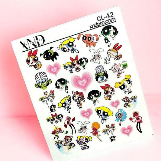 CL-42 / Nail Decal 2D Cute Nails/ Powerpuff Girl / Cartoon/Girl Power - Xochi Nail Designs LLC