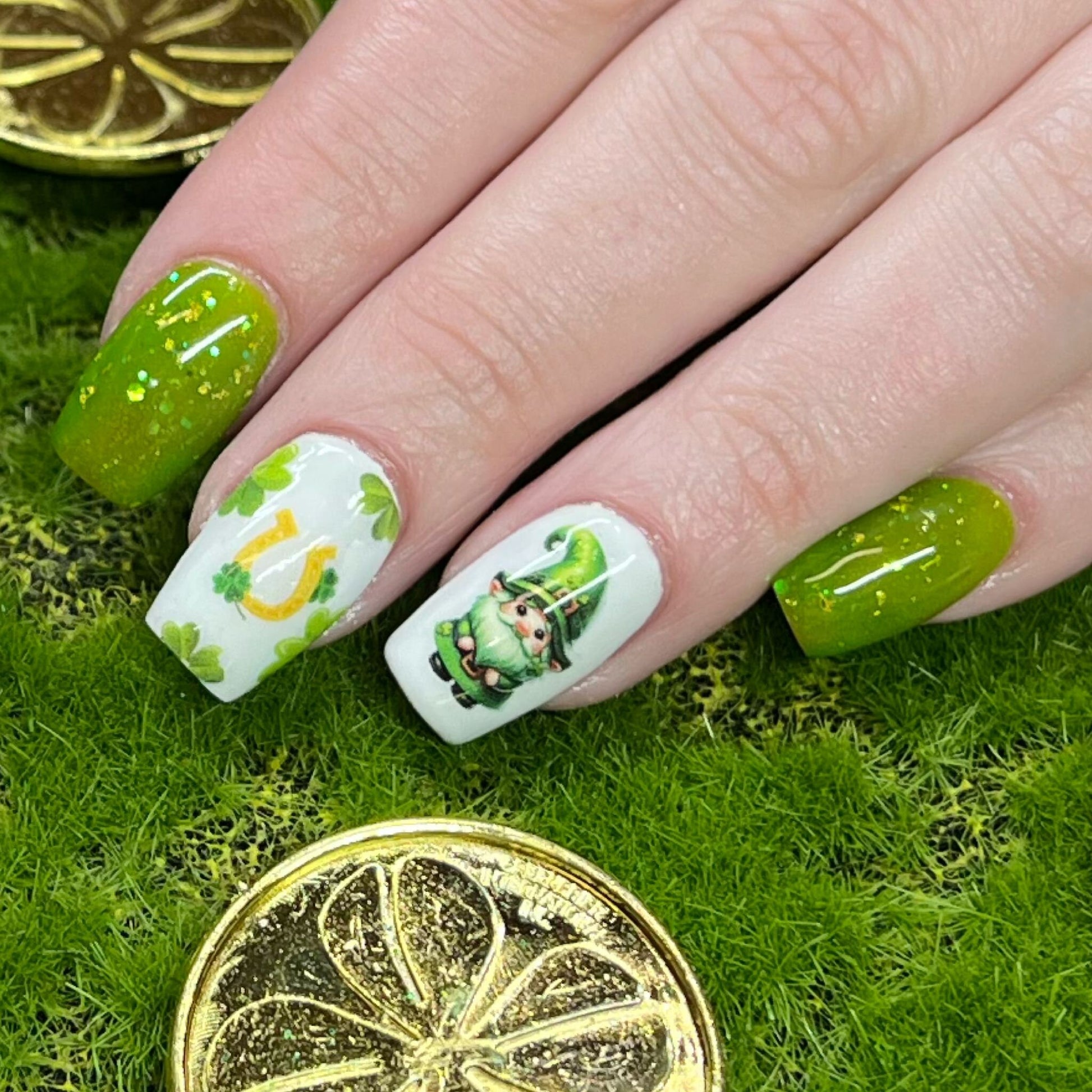 CL-37 / Nail Decal 2D St. Patrick's Day/ Gnomes/Lucky - Xochi Nail Designs LLC