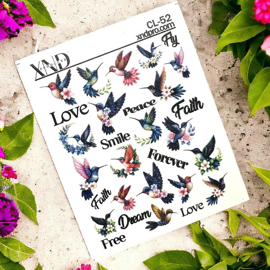 XND Products 2D Nail Decal CL-52 / Nail Decal 2D / Hummingbird