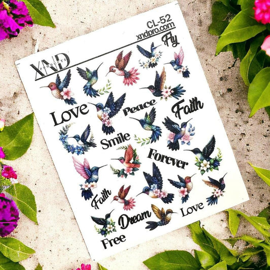 XND Products 2D Nail Decal CL-52 / Nail Decal 2D / Hummingbird