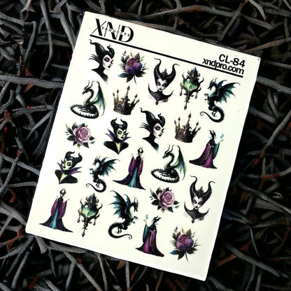 CL-84 / Nail Decal 2D / Maleficent / Evil Queen Inspired / Villian - Xochi Nail Designs LLC