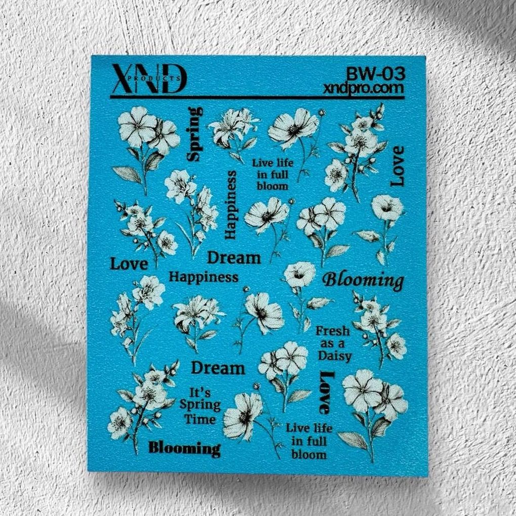 BW-03 / Nail Decal 2D /Flowers/ Spring - Xochi Nail Designs LLC