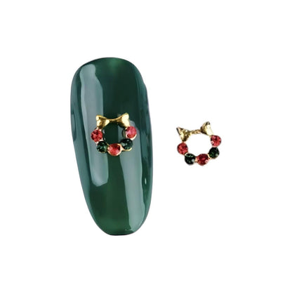 Nail Charm (2pcs) - Christmas Wreath Rhinestone