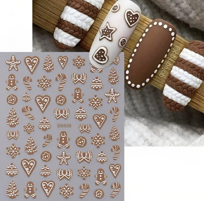 Self-Adhesive Nail Stickers / Gingerbread Man Cookie, Christmas Cookies