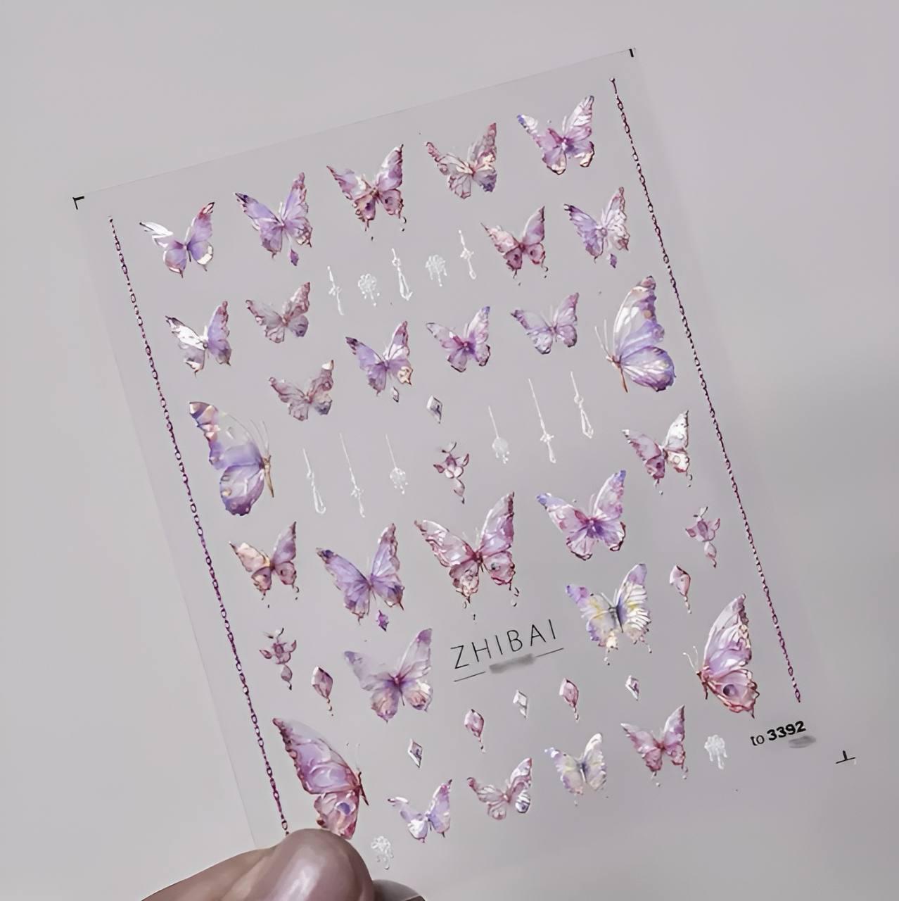 Self-Adhesive Nail Stickers / Holographic/ Butterfly Design Nail Art Stickers/ Spring Nail Art Decals For Nail Art Decoration