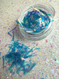 Blue Aurora Glass Nail Art Flakes, Nail Diamond Effect, shattered Glass Effect, Shimmering Iridescent Nail Decor