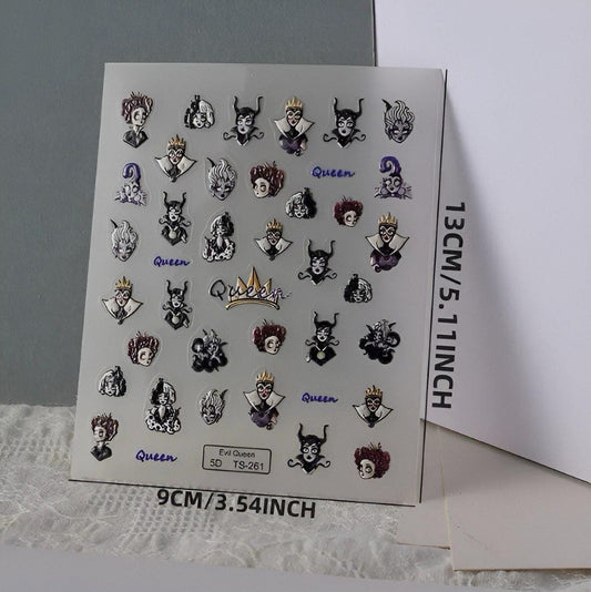 XND Products Self-Adhesive Evil Queen Nail Art Stickers - Trendy Dark Self-Adhesive Decals for DIY Manicure