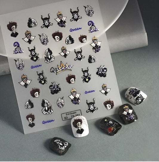 XND Products Self-Adhesive Evil Queen Nail Art Stickers - Trendy Dark Self-Adhesive Decals for DIY Manicure