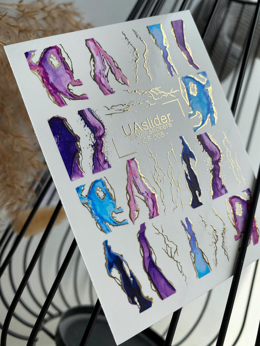 XND Products Nail Water Decal Gold FOIL / Marble Effect / Crystal / Swirls Ripples / Water Stickers / Waterslide / Nail Waterslide Decals/ Nail Art/