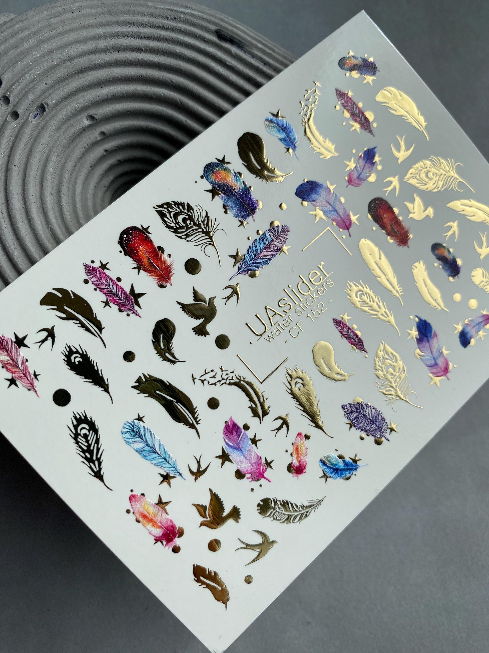XND Products Nail Water Decal Gold FOIL/ Dream Catcher Feather Boho /Feather Nails / Water transfer / Waterslide / Nail Waterslide Decals/ Nail Art/
