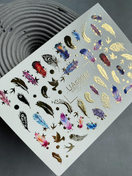 XND Products Nail Water Decal Gold FOIL/ Dream Catcher Feather Boho /Feather Nails / Water transfer / Waterslide / Nail Waterslide Decals/ Nail Art/