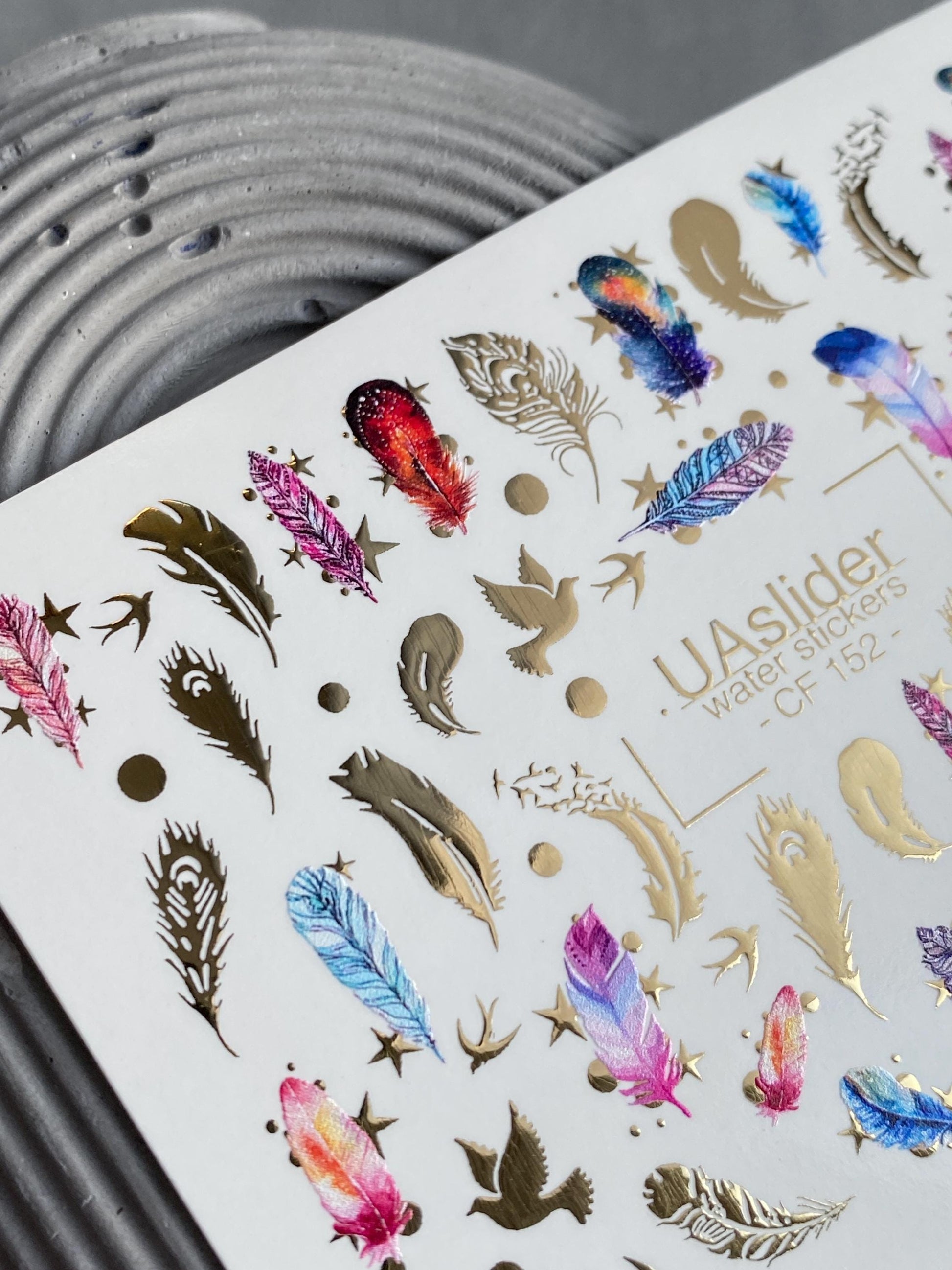 XND Products Nail Water Decal Gold FOIL/ Dream Catcher Feather Boho /Feather Nails / Water transfer / Waterslide / Nail Waterslide Decals/ Nail Art/