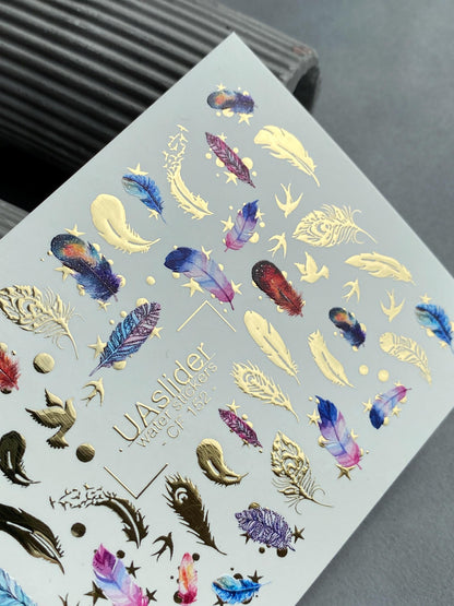 XND Products Nail Water Decal Gold FOIL/ Dream Catcher Feather Boho /Feather Nails / Water transfer / Waterslide / Nail Waterslide Decals/ Nail Art/