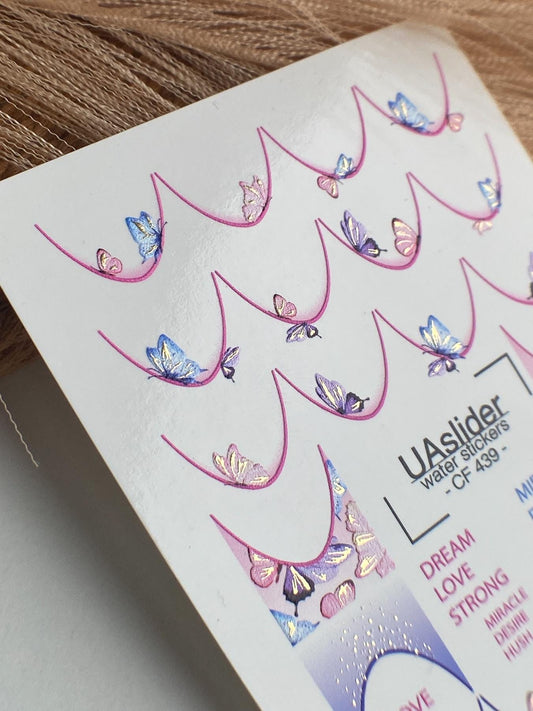 XND Products Nail Water Decal Gold FOIL/ Butterfly French Tip/ French Line/ French Nail Tattoo /Waterslide / Nail Waterslide Decals/ Nail Art/