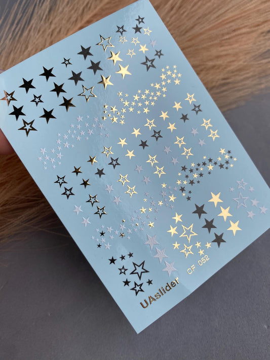 XND Products Nail Water Decal Gold FOIL/ Gold Star Nail decals/ Sparkly Nails/ Stars / Waterslide /Nail Waterslide Decals/Nail Art/