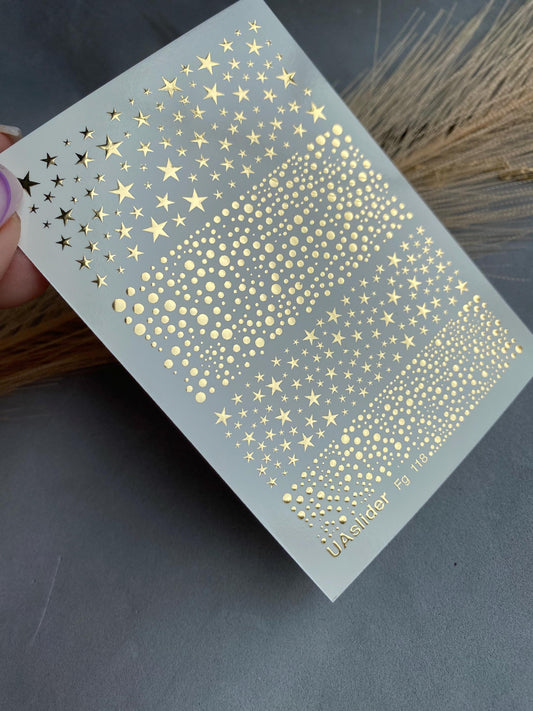 XND Products Nail Water Decal Gold FOIL/ Gold Star Wraps/ Sparkly Nails/ Stars design / Waterslide /Nail Waterslide Decals/Nail Art/