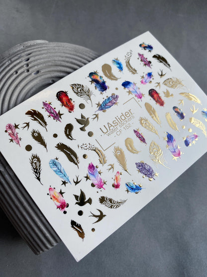 XND Products Nail Water Decal Gold FOIL/ Dream Catcher Feather Boho /Feather Nails / Water transfer / Waterslide / Nail Waterslide Decals/ Nail Art/