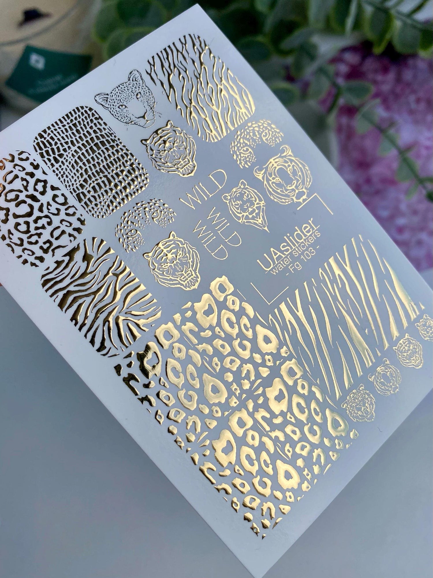 XND Products Nail Water Decal Gold FOIL/ Animal Pattern Art/ Leopard Print/Tiger Print/ Zebra Print/ Waterslide /Nail Waterslide Decals/Nail Art/