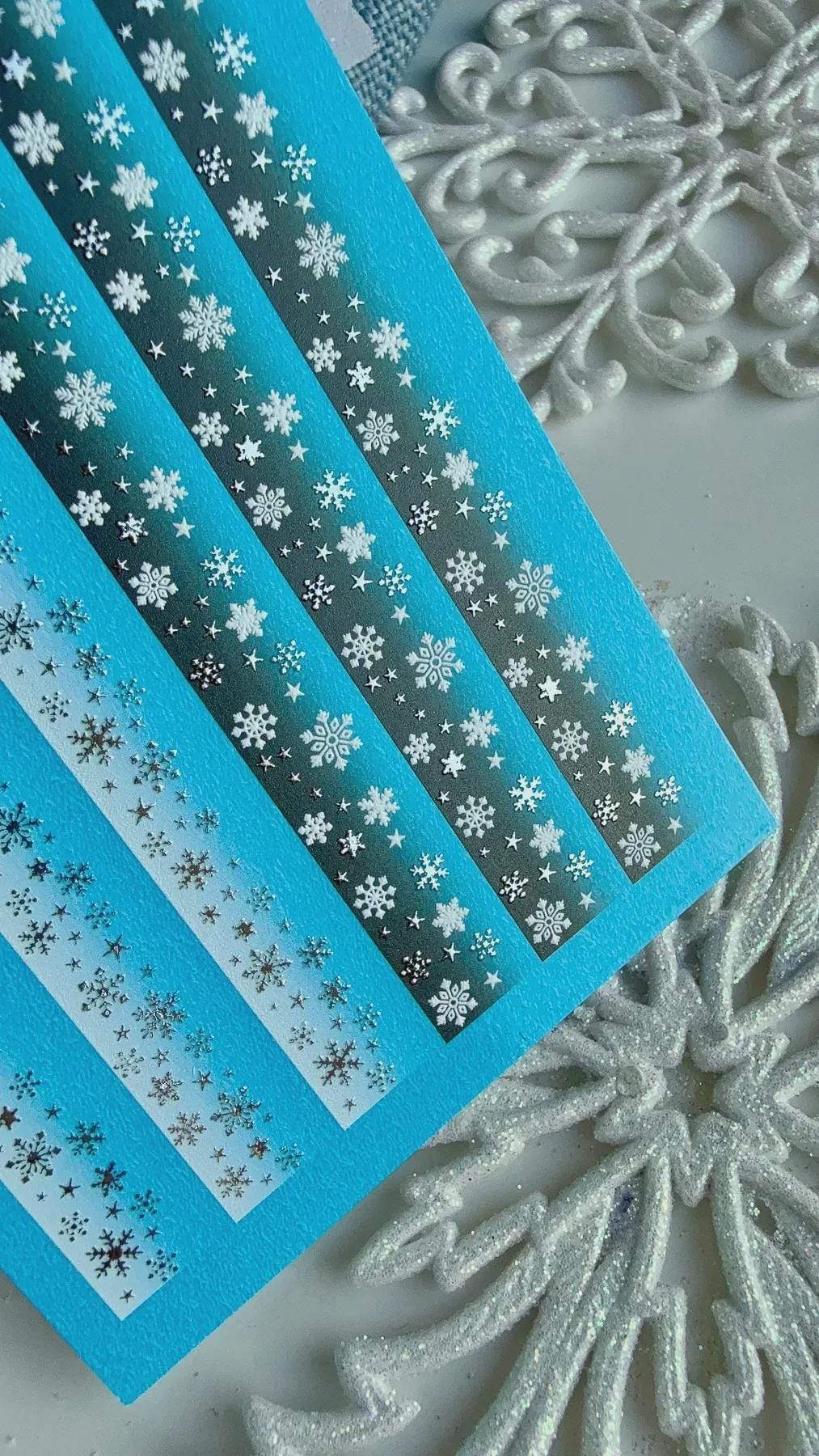 UA Slider 2D Nail Decal CF-770 Snowflake Nail Art Decals/ Silver Foil/ Winter Christmas/ Nail Art/ Nail Water Decals