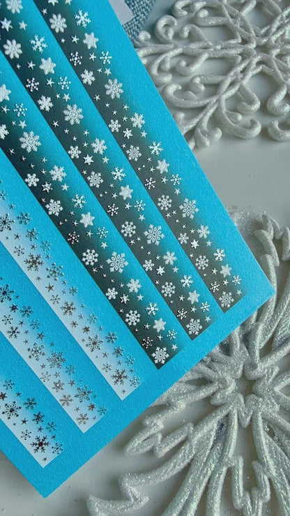 UA Slider 2D Nail Decal CF-770 Snowflake Nail Art Decals/ Silver Foil/ Winter Christmas/ Nail Art/ Nail Water Decals