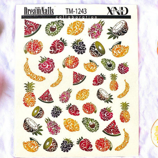 TM-1243 / Nail Decal 2D / Fruits/ Coconut/ Avocado/ Watermelon - Xochi Nail Designs LLC