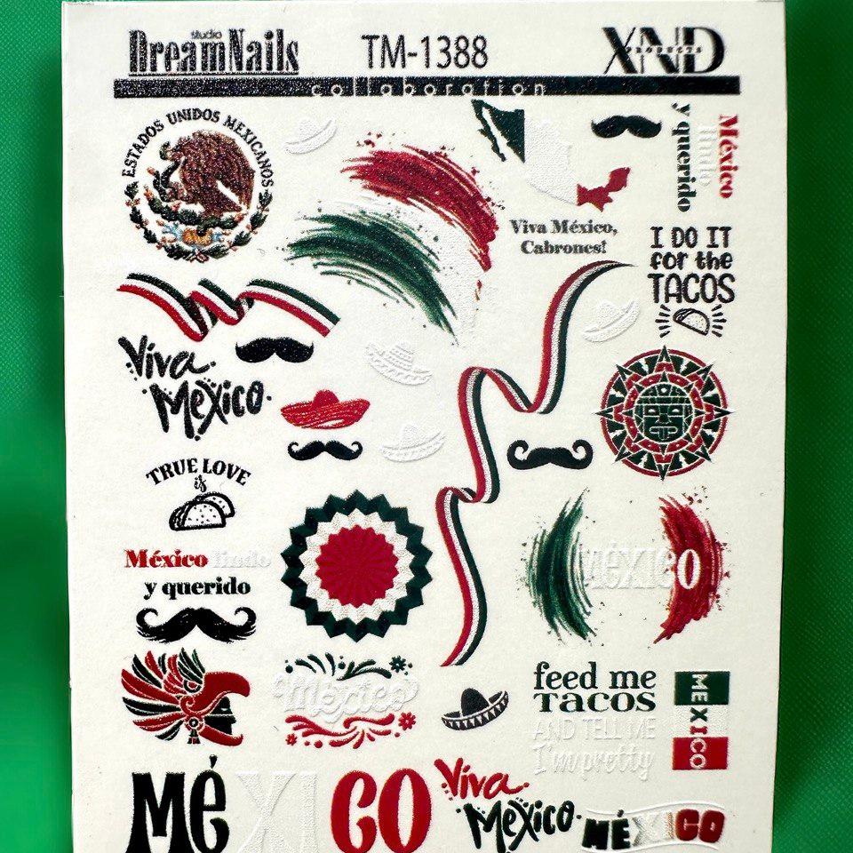 TM-1388 / Nail Decal 2D /Mexico/ Cultural/ Heritage/ Cinco de Mayo - Xochi Nail Designs LLC