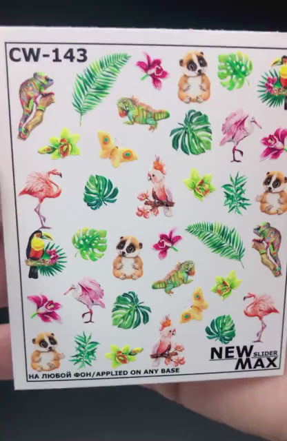 CW-143 / Nail Decal 2D / Tropical/ Vacation Nails/Summer Nails