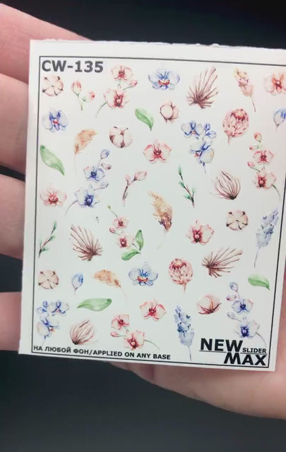 CW-135 / Nail Decal 2D/ Tropical/ Floral