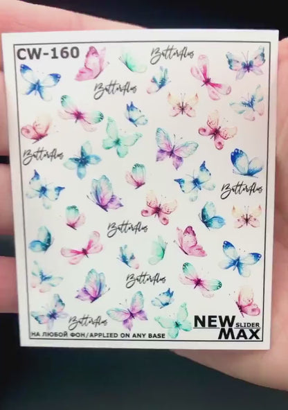 CW-160 / Nail Decal 2D/ Butterfly/ Butterflies/ Spring