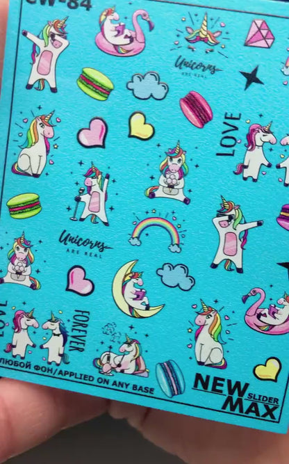 CW-84 / Nail Decals 2D, Nail Art/ Unicorn