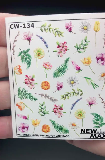 CW-134 / Nail Decal 2D / Floral/Plants /Floral Nails