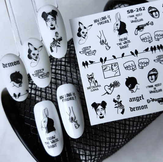 SB-262 / Nail Decal 2D Woman/ Sexy / Bunny Mask / Bondage